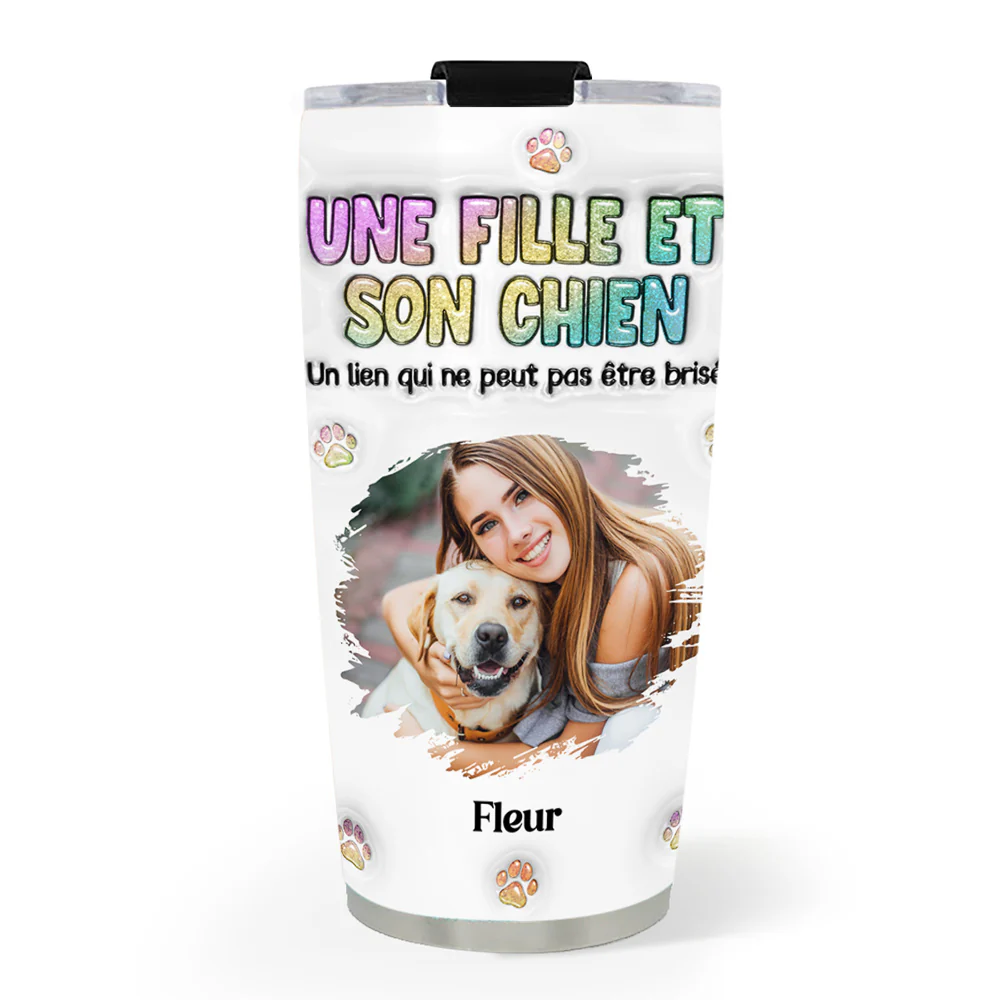 Gobelet Personnalisé En Effet 3D Gonflé - Une fille et son chien Photo