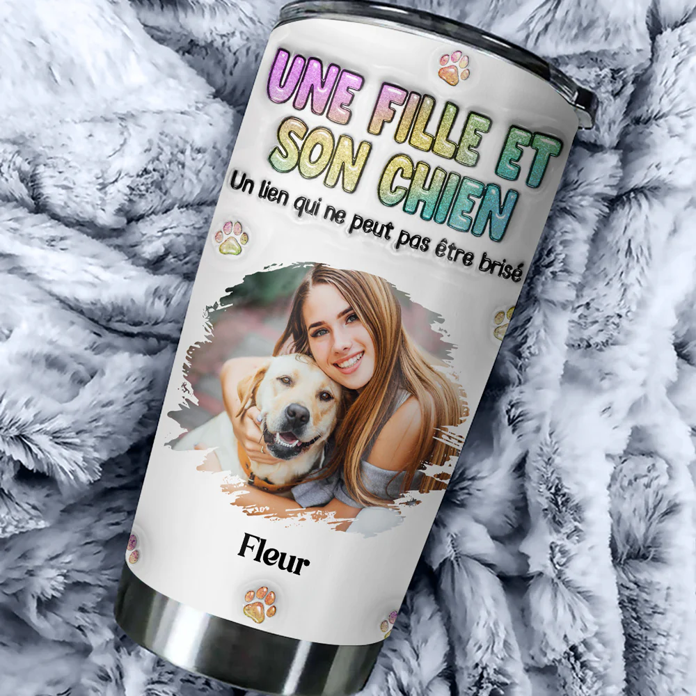 Gobelet Personnalisé En Effet 3D Gonflé - Une fille et son chien Photo - Image 5