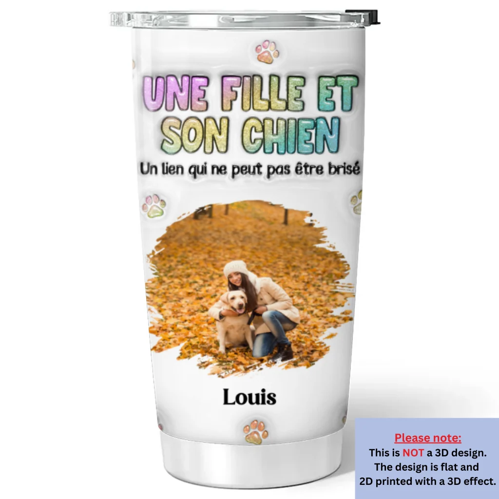 Gobelet Personnalisé En Effet 3D Gonflé - Une fille et son chien Photo - Image 6