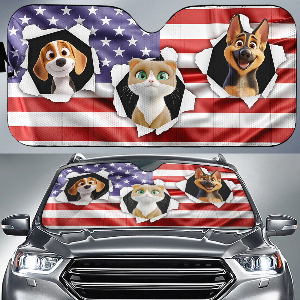 God Bless Our America - Personalized Custom Car Sunshade - Image 2