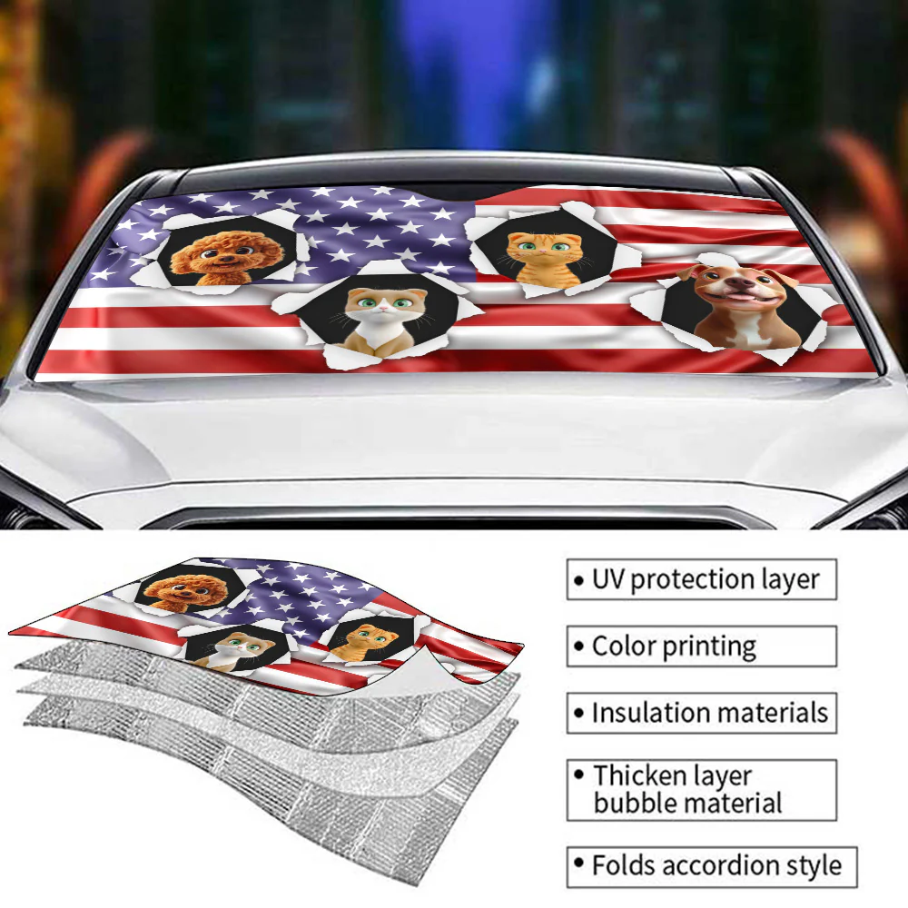 God Bless Our America - Personalized Custom Car Sunshade - Image 5