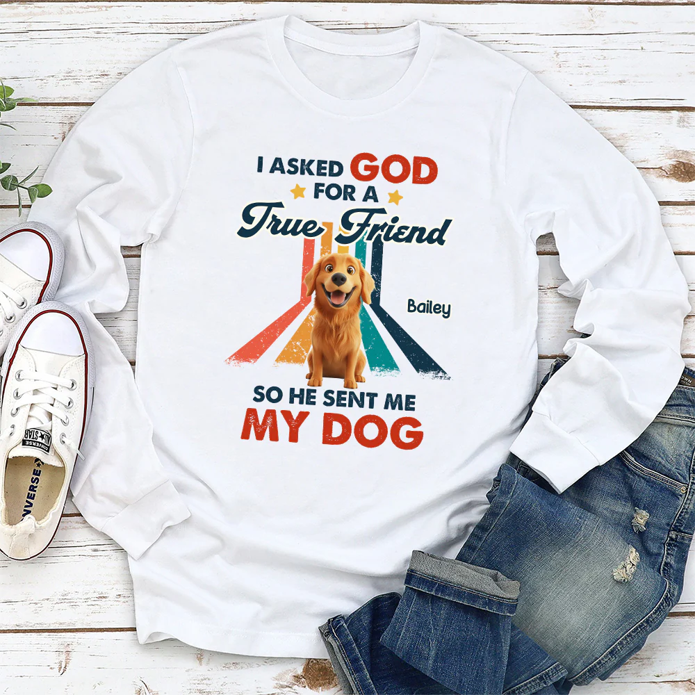 God Sent Me A Best Friend - Personalized Custom Long Sleeve T-Shirt - Image 2