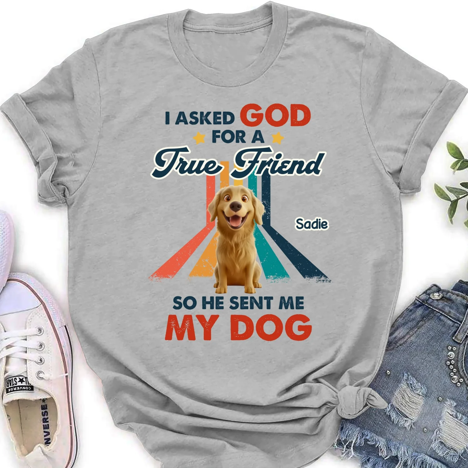 God Sent Me A Best Friend - Personalized Custom Women's T-Shirt - Image 6