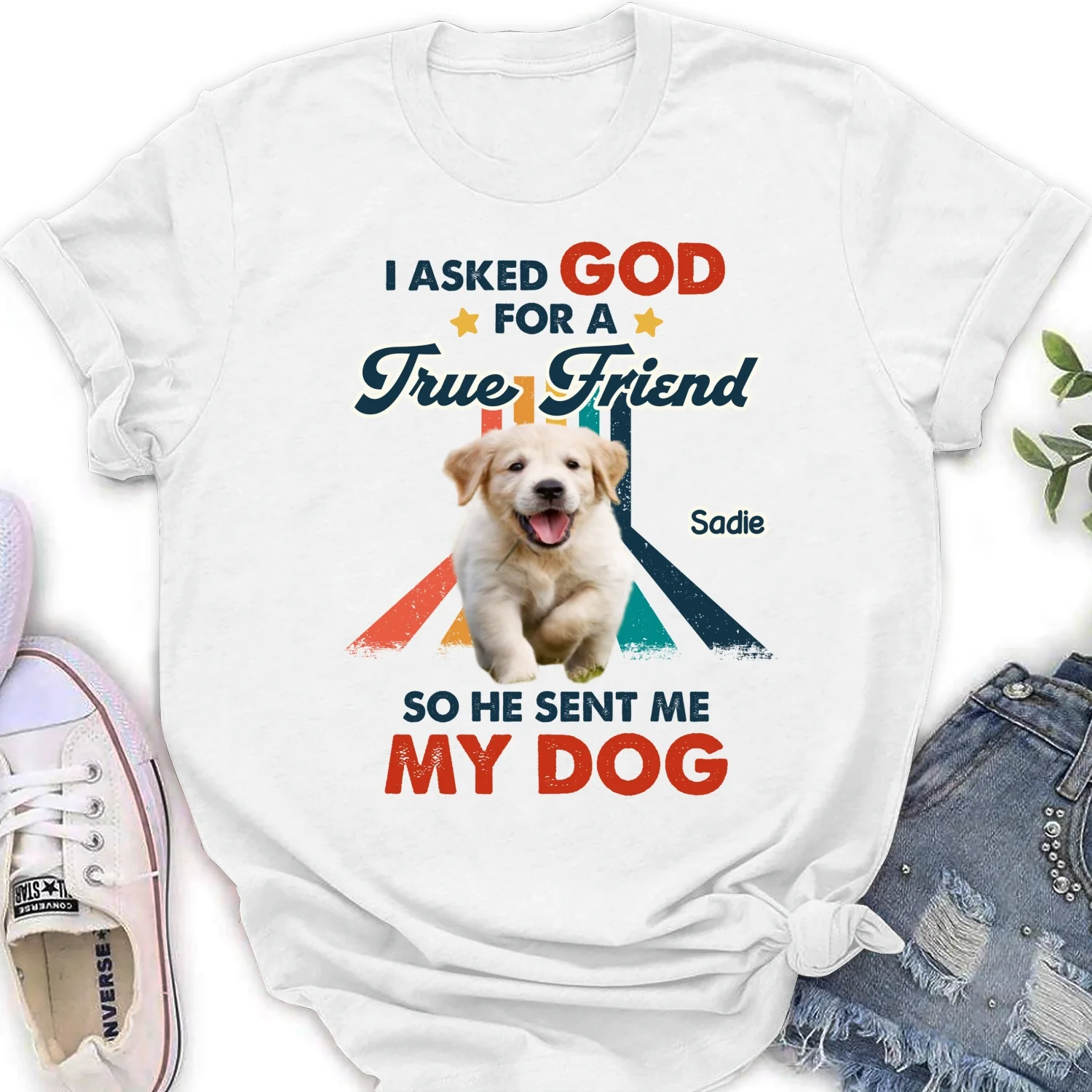 God Sent Me A Best Friend Photo - Personalized Custom Women's T-Shirt - Image 6