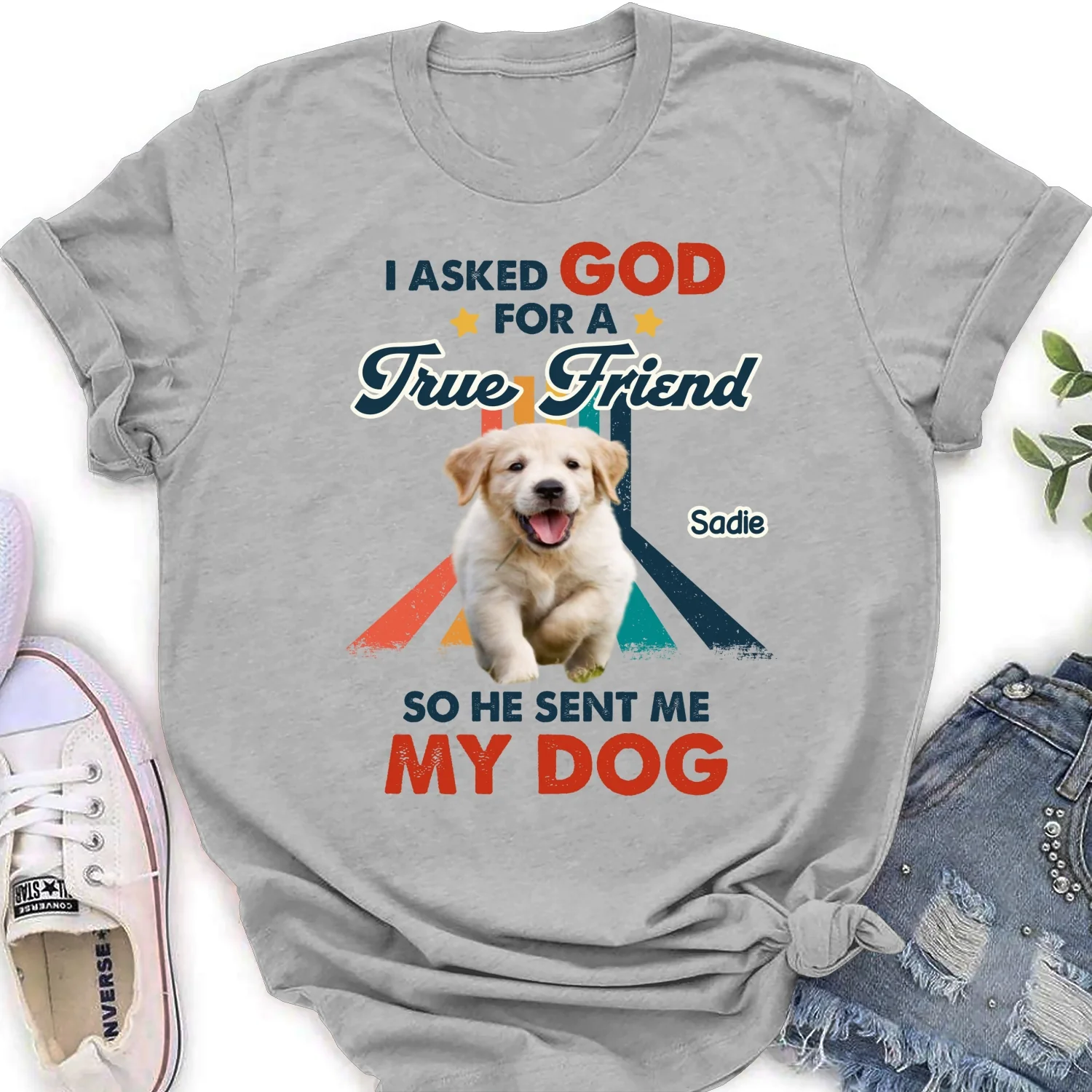 God Sent Me A Best Friend Photo - Personalized Custom Women's T-Shirt - Image 7