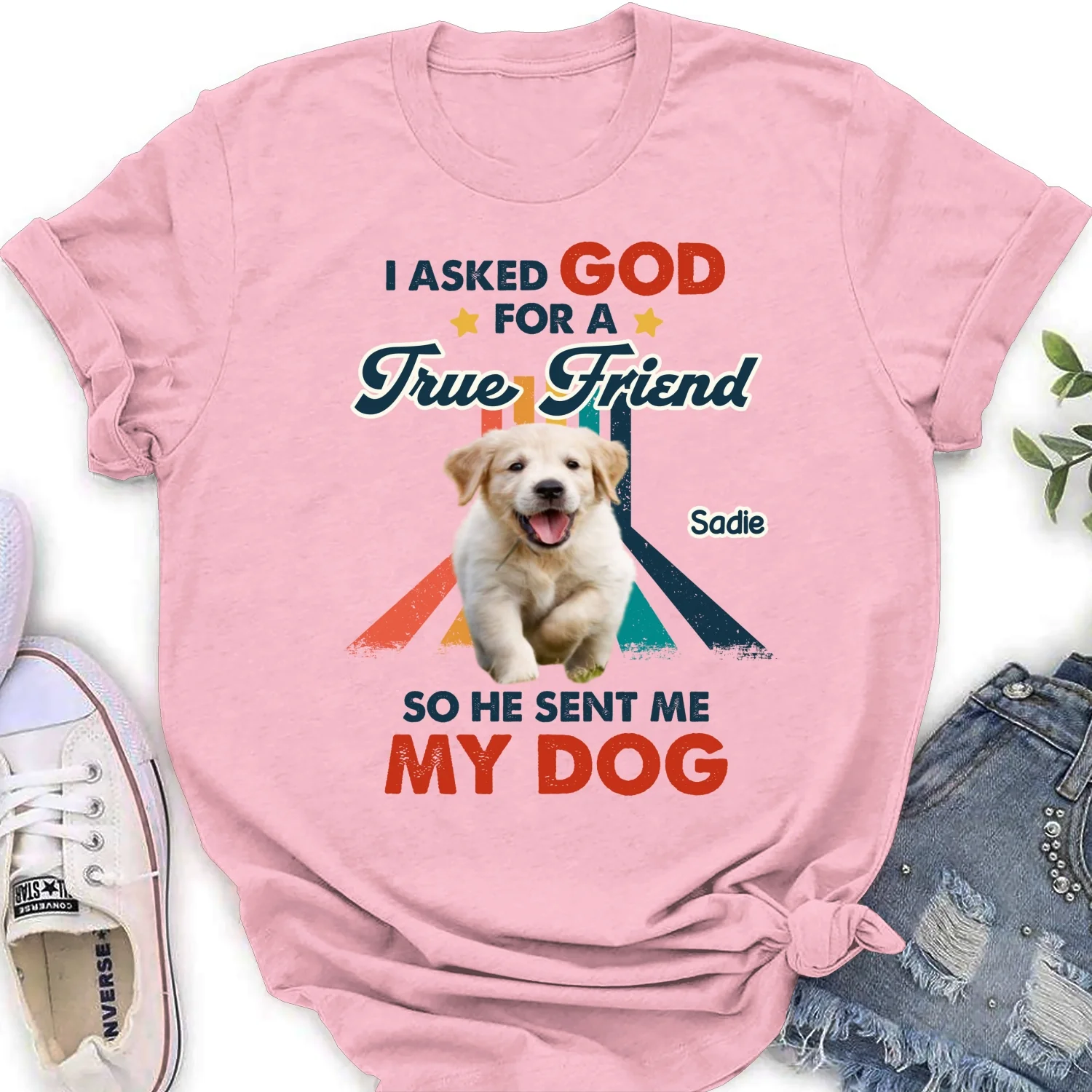 God Sent Me A Best Friend Photo - Personalized Custom Women's T-Shirt - Image 8