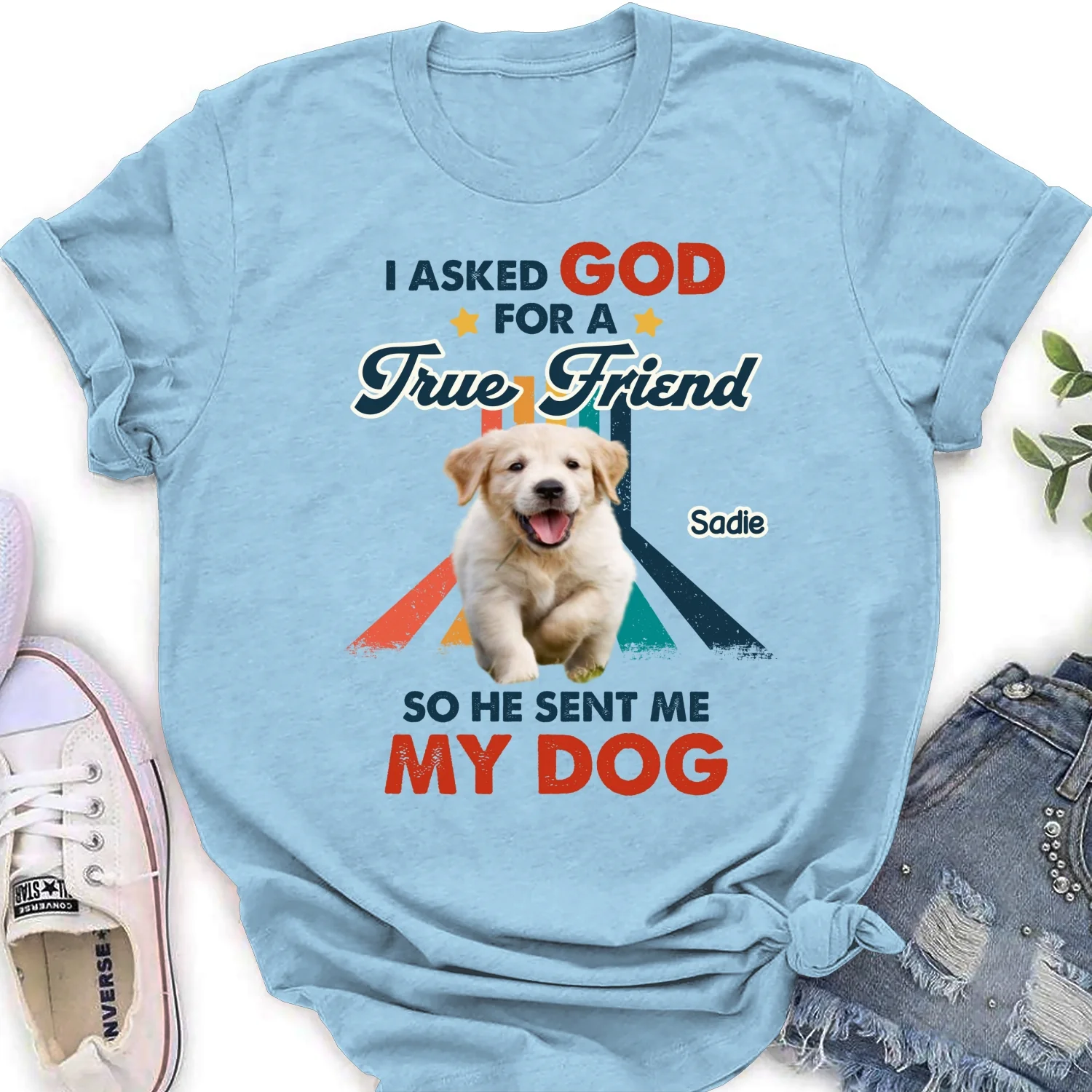 God Sent Me A Best Friend Photo - Personalized Custom Women's T-Shirt - Image 9
