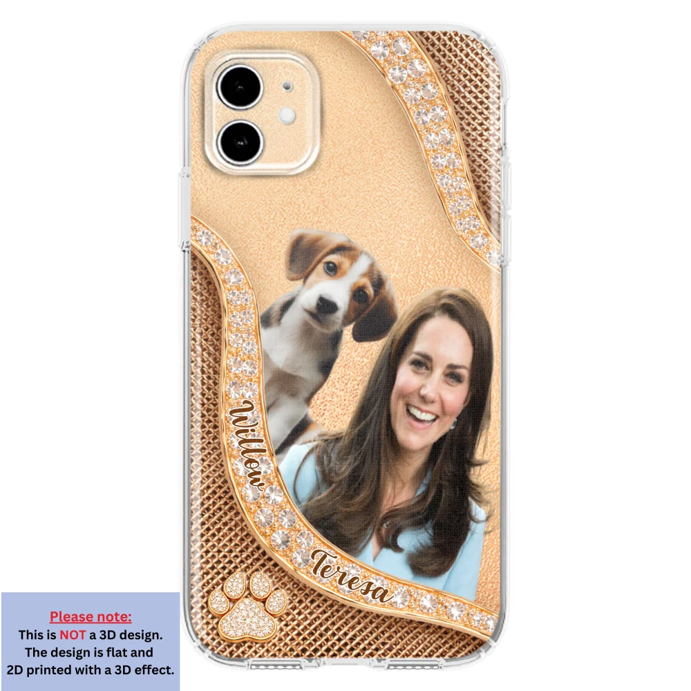 Gold Chibi Dog Mom Photo - Personalized Custom 3D Effect Phone Case - Image 10