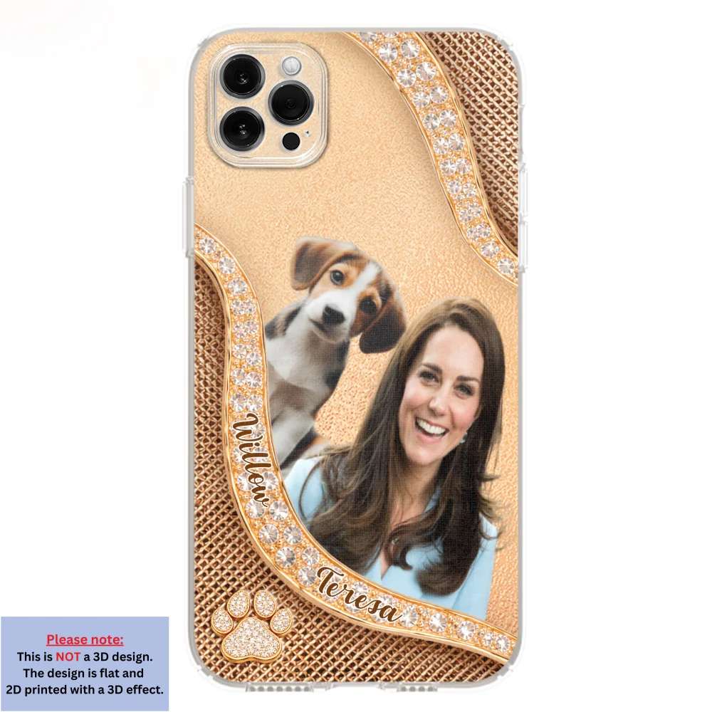 Gold Chibi Dog Mom Photo - Personalized Custom 3D Effect Phone Case - Image 11