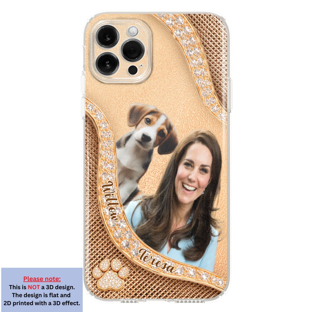 Gold Chibi Dog Mom Photo - Personalized Custom 3D Effect Phone Case - Image 12