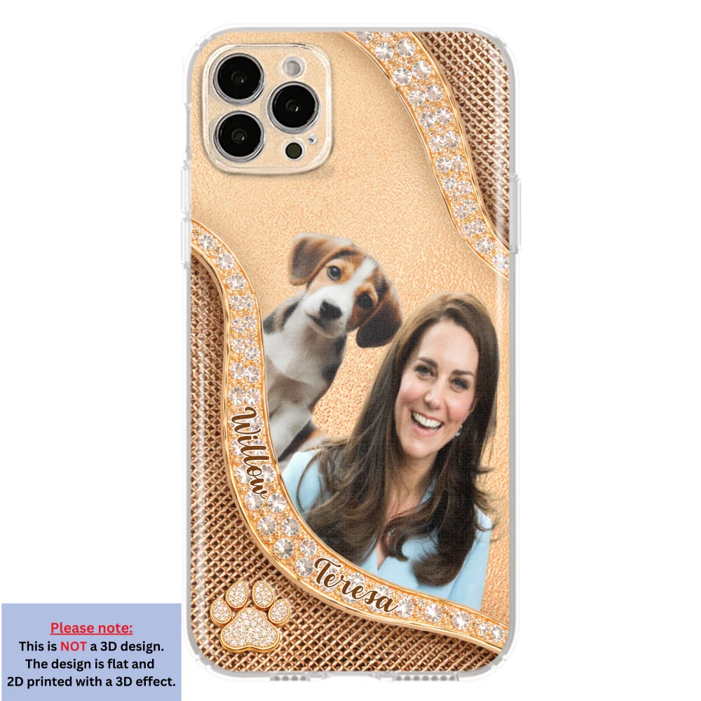 Gold Chibi Dog Mom Photo - Personalized Custom 3D Effect Phone Case - Image 15