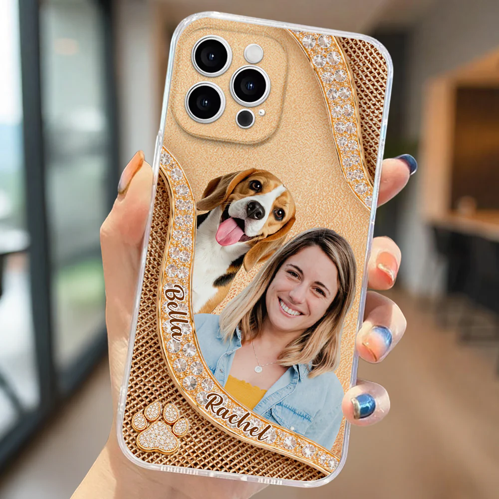 Gold Chibi Dog Mom Photo - Personalized Custom 3D Effect Phone Case - Image 2