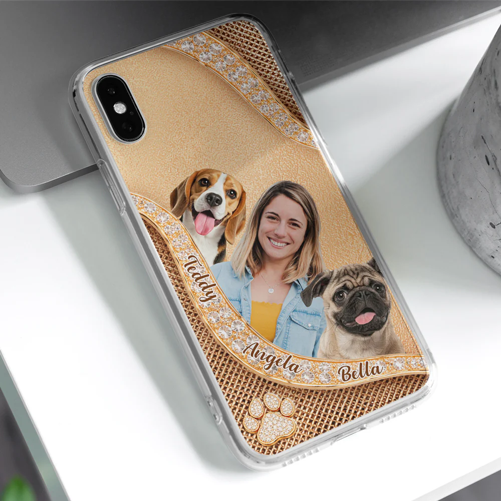 Gold Chibi Dog Mom Photo - Personalized Custom 3D Effect Phone Case - Image 4