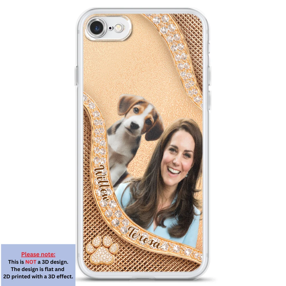 Gold Chibi Dog Mom Photo - Personalized Custom 3D Effect Phone Case - Image 5