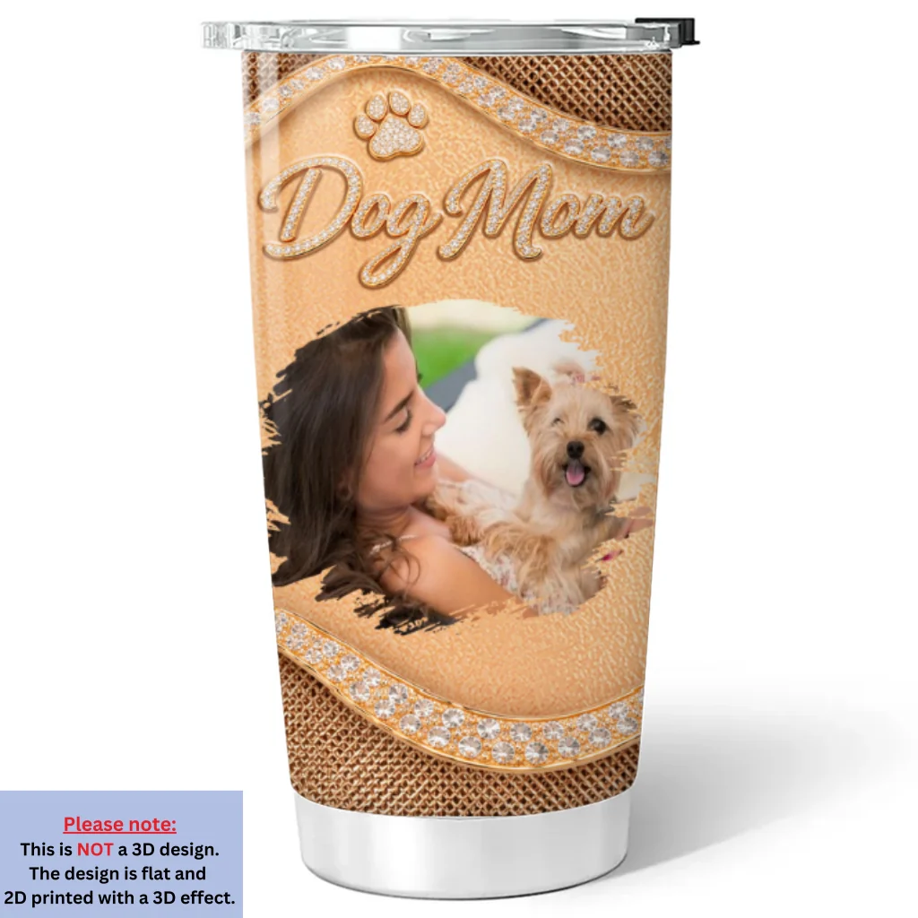 Gold Chibi Dog Mom Photo - Personalized Custom 3D Effect Tumbler - Image 6