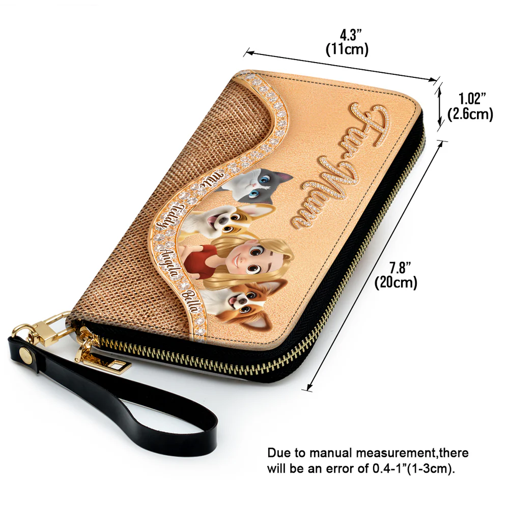 Gold Chibi Pet Mom - Personalized Custom Leather Wallet - Image 7