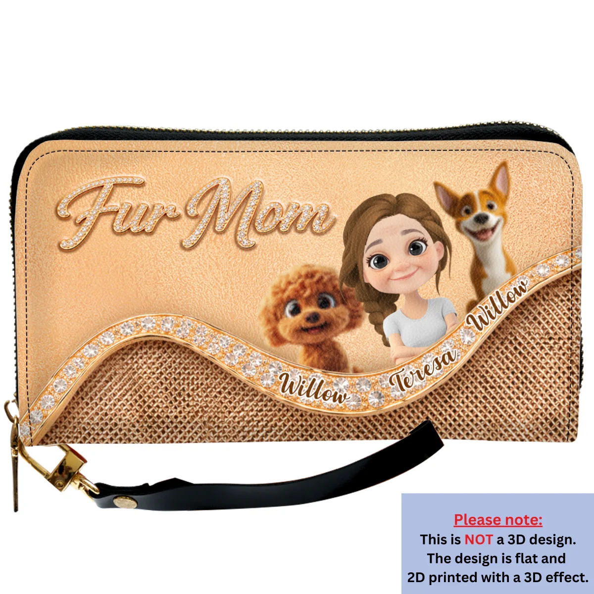 Gold Chibi Pet Mom - Personalized Custom Leather Wallet - Image 8