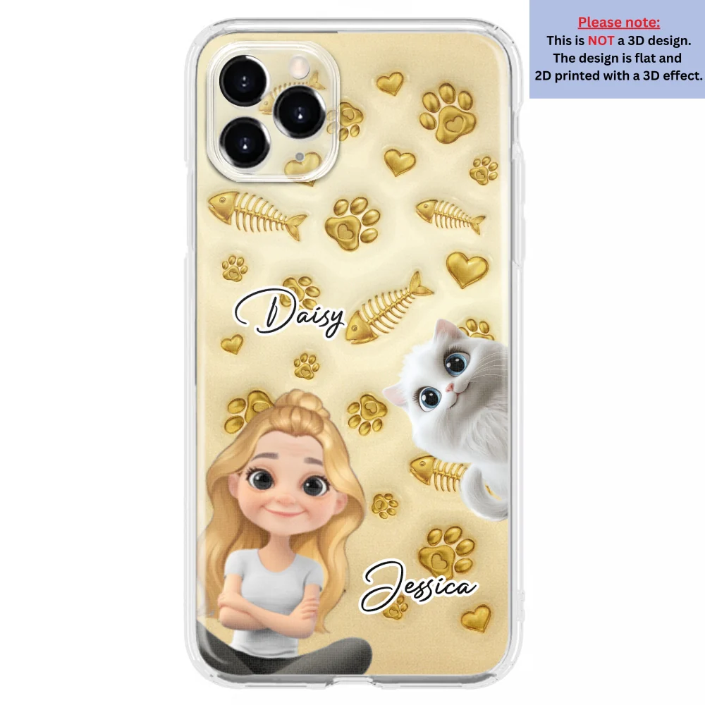 Gold Glitter Cat Mom - Personalized Custom 3D Effect Phone Case - Image 10