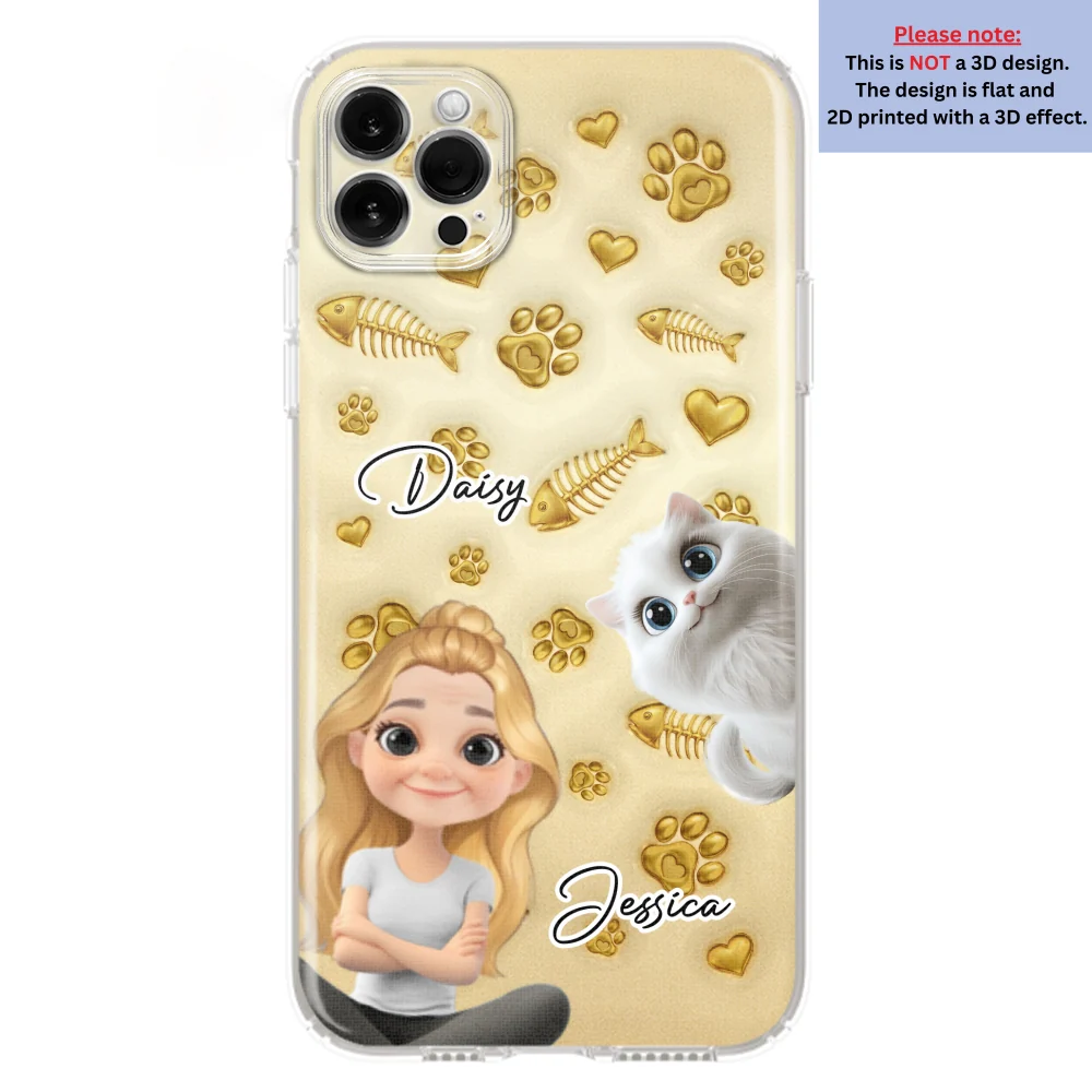 Gold Glitter Cat Mom - Personalized Custom 3D Effect Phone Case - Image 15