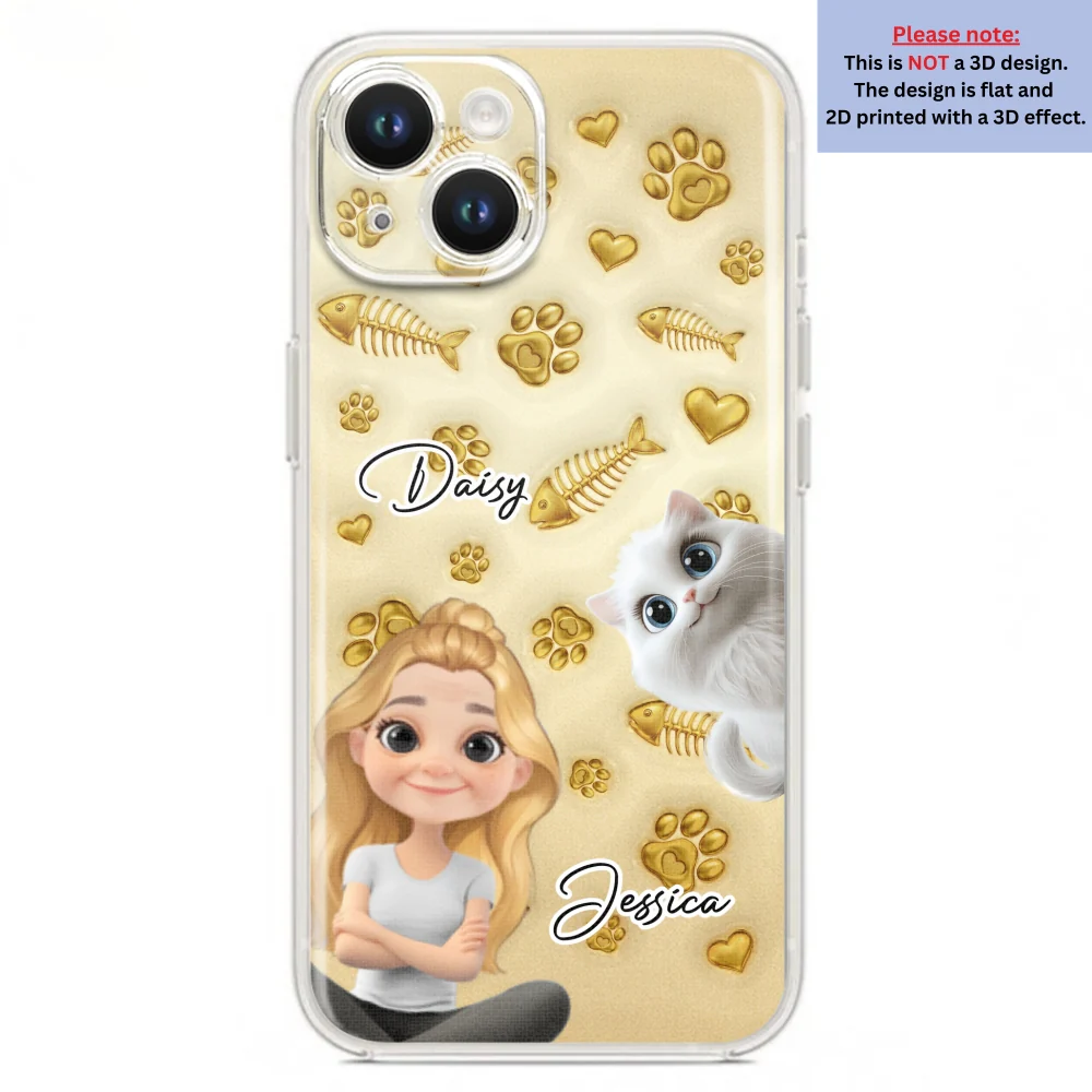Gold Glitter Cat Mom - Personalized Custom 3D Effect Phone Case - Image 17