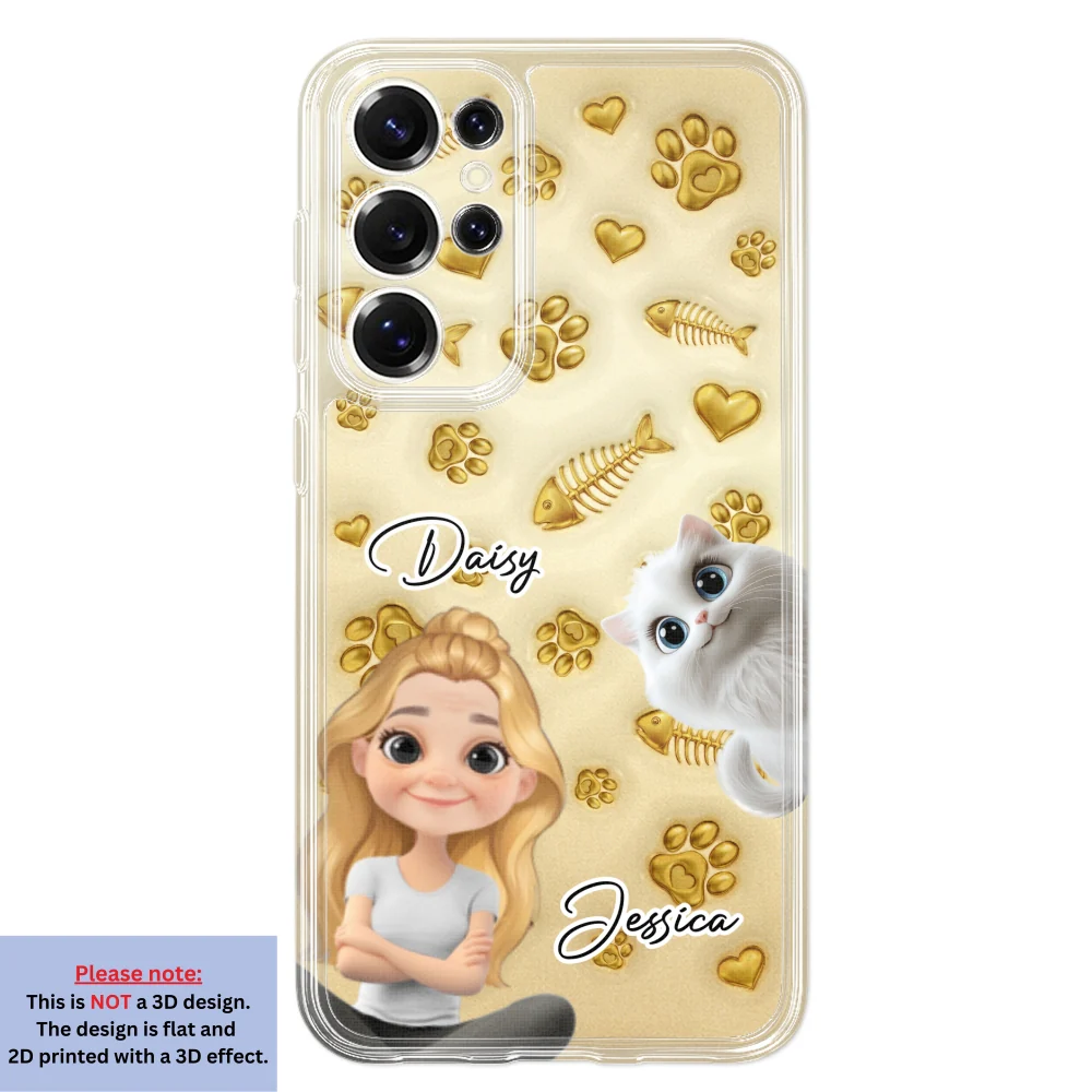 Gold Glitter Cat Mom - Personalized Custom 3D Effect Phone Case - Image 32