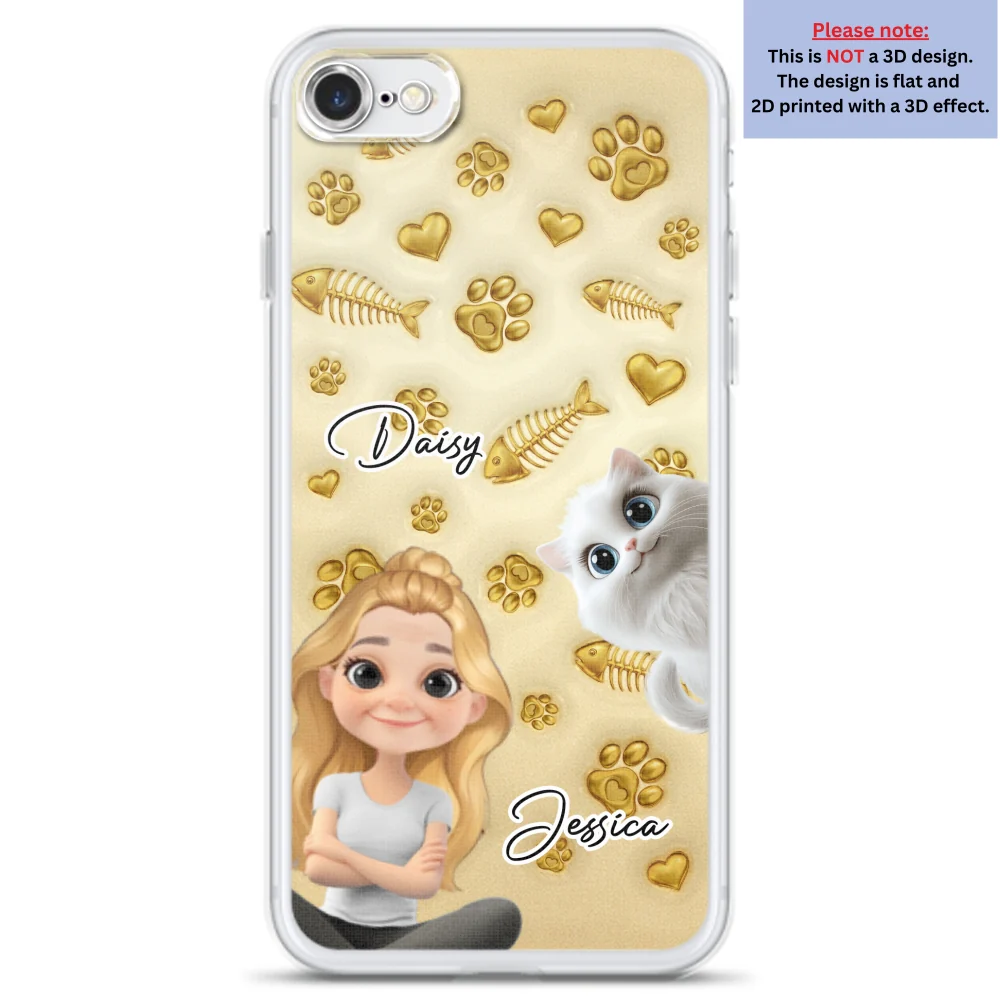Gold Glitter Cat Mom - Personalized Custom 3D Effect Phone Case - Image 6