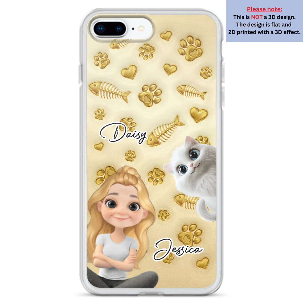 Gold Glitter Cat Mom - Personalized Custom 3D Effect Phone Case - Image 7