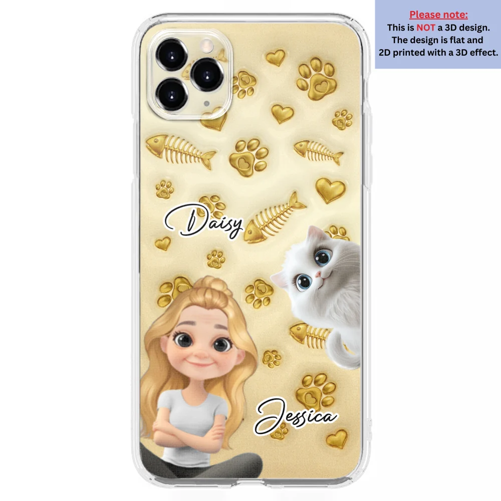 Gold Glitter Cat Mom - Personalized Custom 3D Effect Phone Case - Image 9