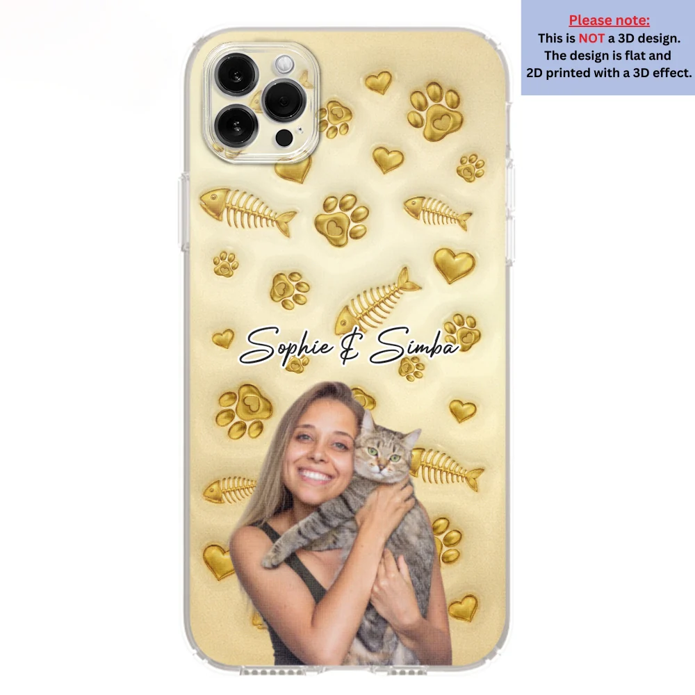 Gold Glitter Cat Mom Photo - Personalized Custom 3D Effect Phone Case - Image 12