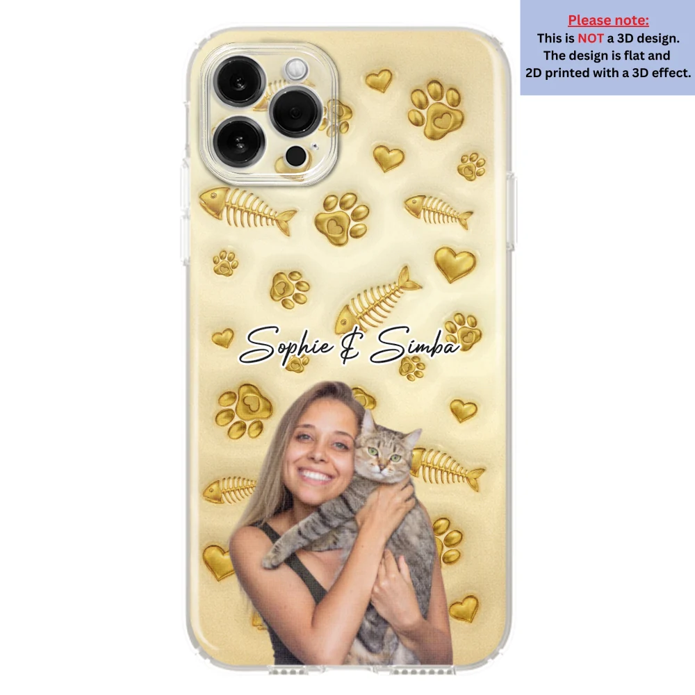 Gold Glitter Cat Mom Photo - Personalized Custom 3D Effect Phone Case - Image 13