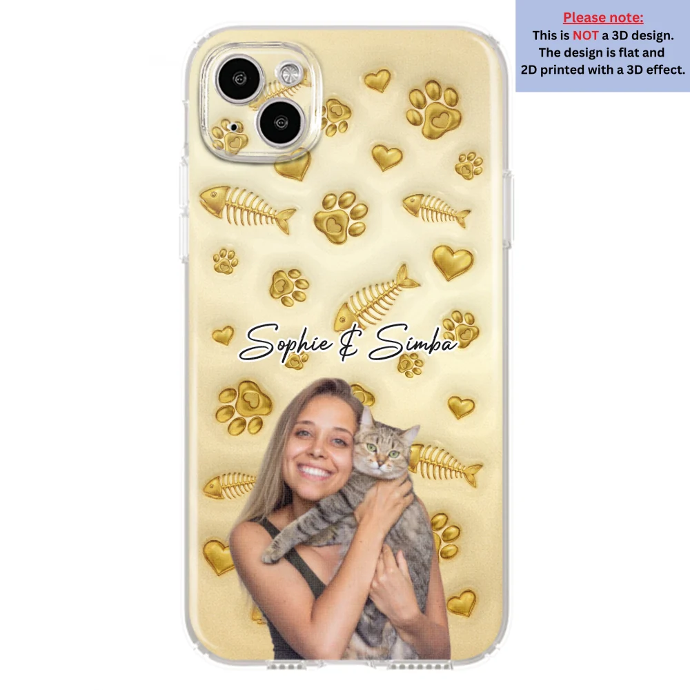 Gold Glitter Cat Mom Photo - Personalized Custom 3D Effect Phone Case - Image 14