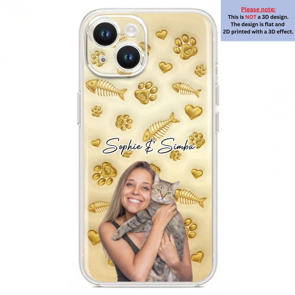 Gold Glitter Cat Mom Photo - Personalized Custom 3D Effect Phone Case - Image 17