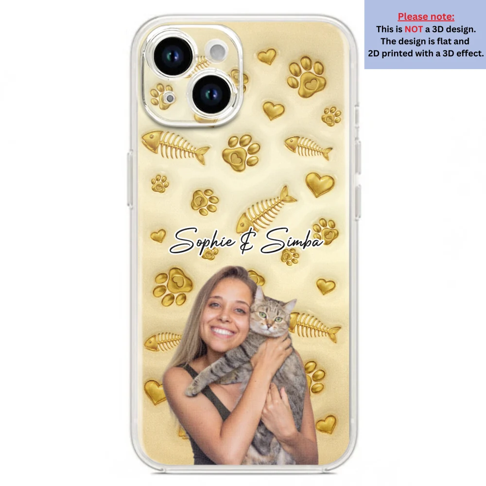 Gold Glitter Cat Mom Photo - Personalized Custom 3D Effect Phone Case - Image 18