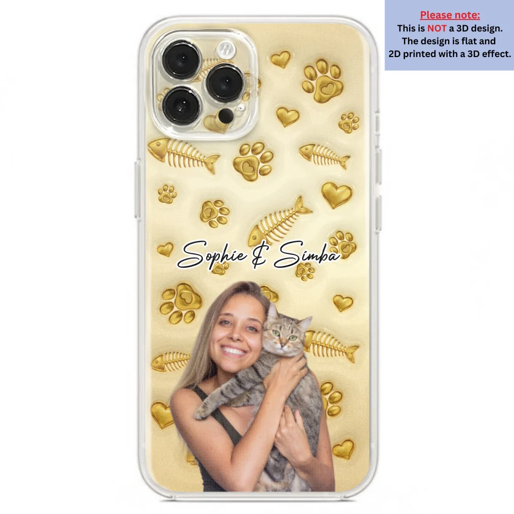 Gold Glitter Cat Mom Photo - Personalized Custom 3D Effect Phone Case - Image 19