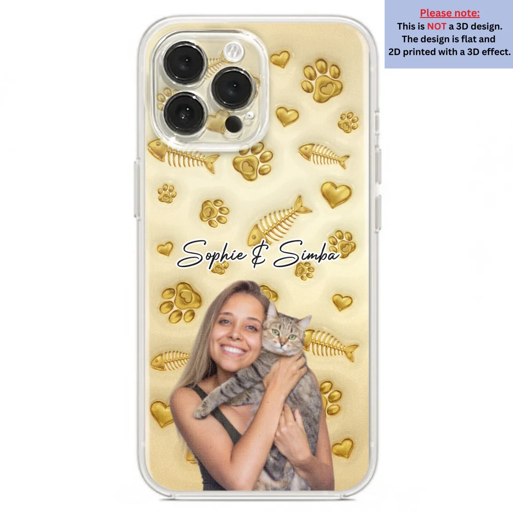 Gold Glitter Cat Mom Photo - Personalized Custom 3D Effect Phone Case - Image 20