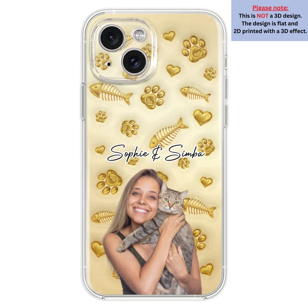 Gold Glitter Cat Mom Photo - Personalized Custom 3D Effect Phone Case - Image 21