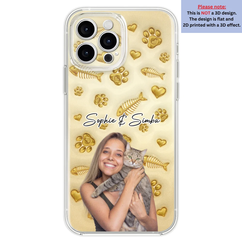 Gold Glitter Cat Mom Photo - Personalized Custom 3D Effect Phone Case - Image 22