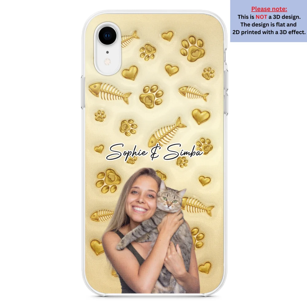 Gold Glitter Cat Mom Photo - Personalized Custom 3D Effect Phone Case - Image 23