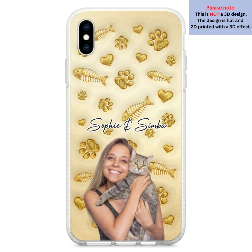 Gold Glitter Cat Mom Photo - Personalized Custom 3D Effect Phone Case - Image 24