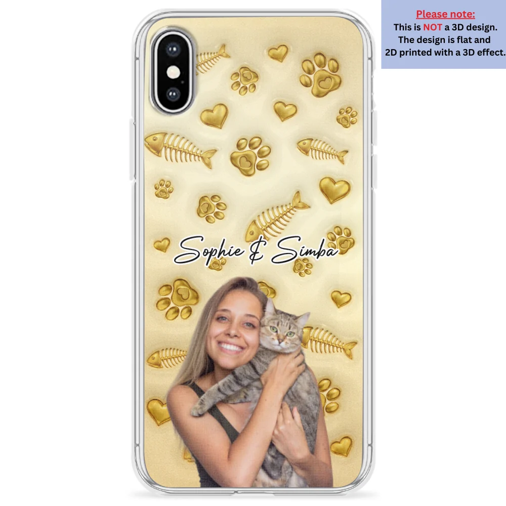 Gold Glitter Cat Mom Photo - Personalized Custom 3D Effect Phone Case - Image 25