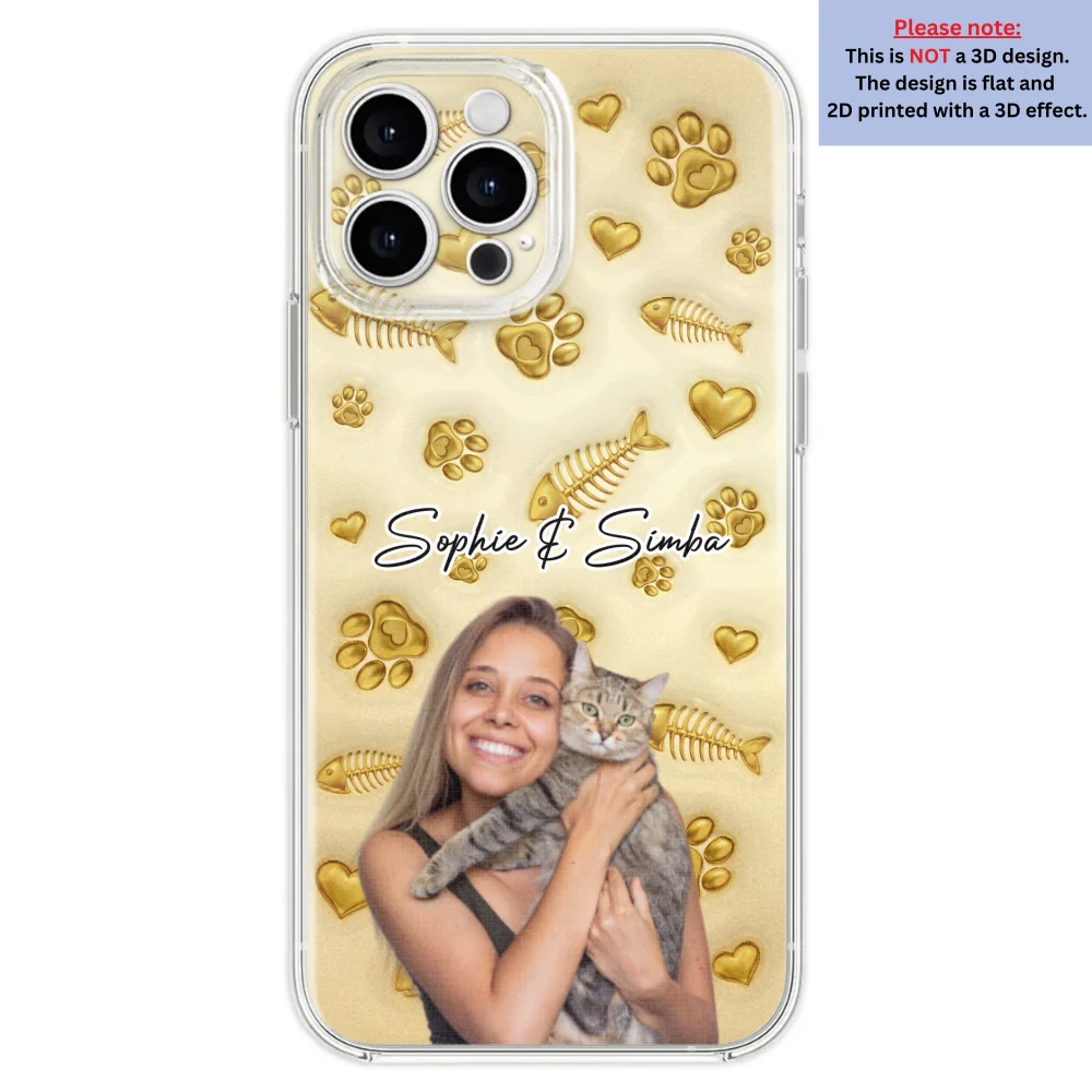 Gold Glitter Cat Mom Photo - Personalized Custom 3D Effect Phone Case - Image 27