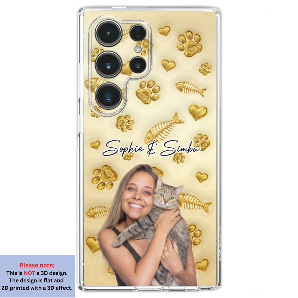 Gold Glitter Cat Mom Photo - Personalized Custom 3D Effect Phone Case - Image 29