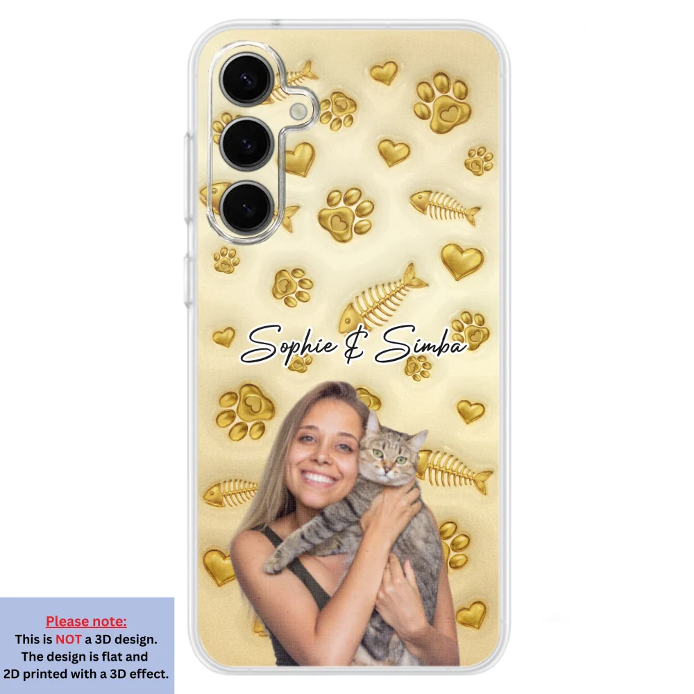 Gold Glitter Cat Mom Photo - Personalized Custom 3D Effect Phone Case - Image 30