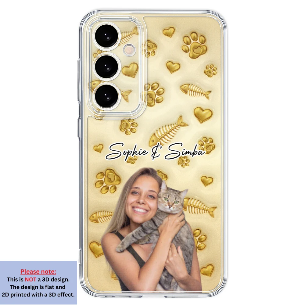 Gold Glitter Cat Mom Photo - Personalized Custom 3D Effect Phone Case - Image 31