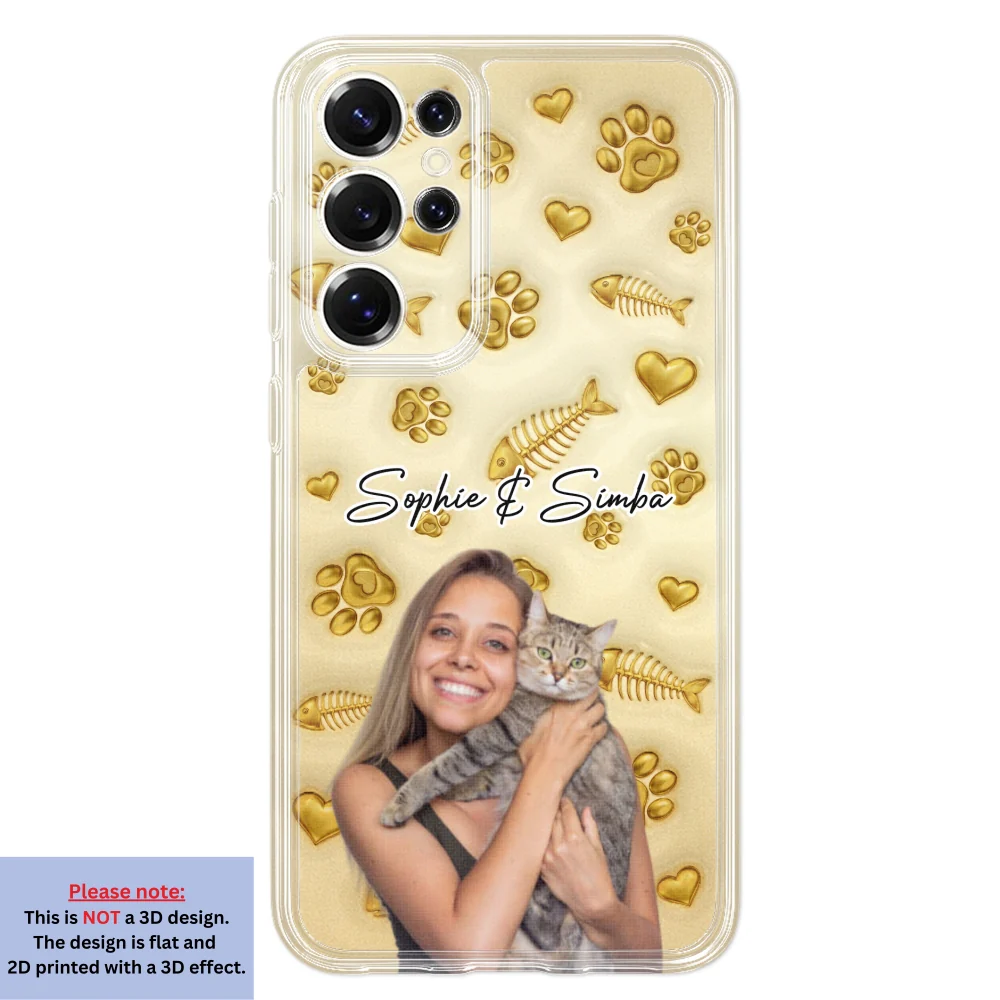 Gold Glitter Cat Mom Photo - Personalized Custom 3D Effect Phone Case - Image 32