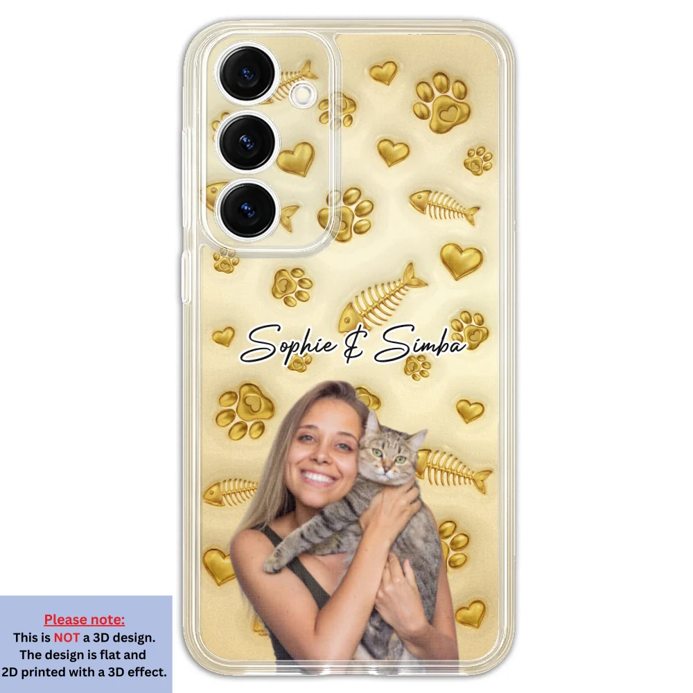 Gold Glitter Cat Mom Photo - Personalized Custom 3D Effect Phone Case - Image 33