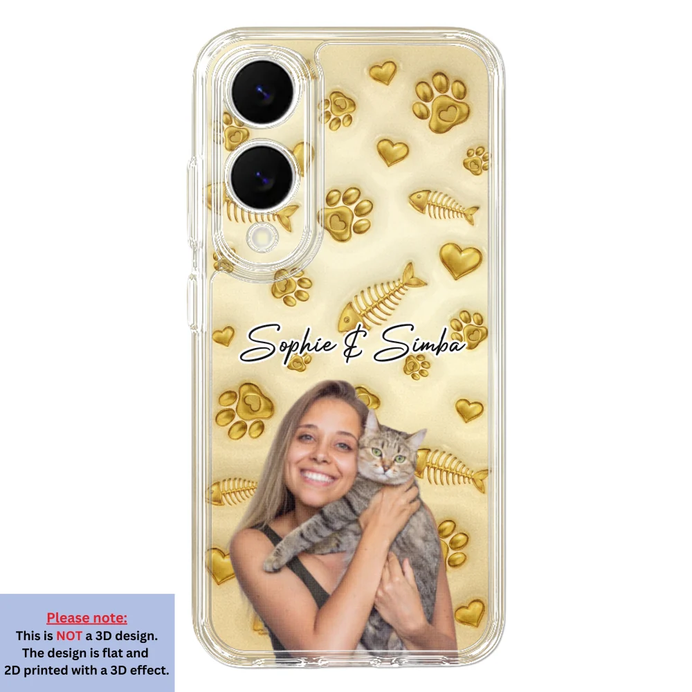 Gold Glitter Cat Mom Photo - Personalized Custom 3D Effect Phone Case - Image 34