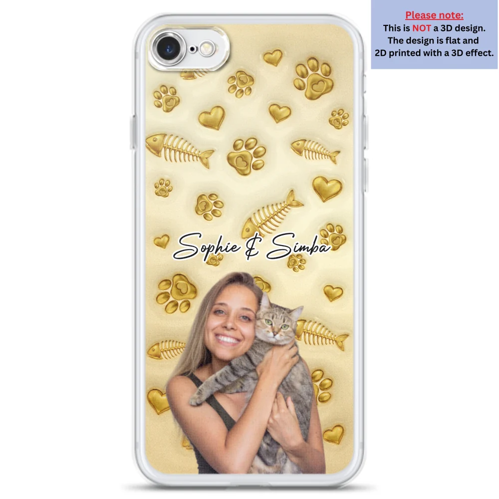 Gold Glitter Cat Mom Photo - Personalized Custom 3D Effect Phone Case - Image 6