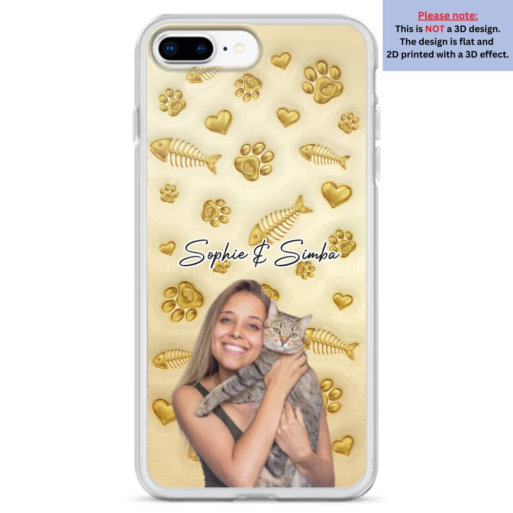Gold Glitter Cat Mom Photo - Personalized Custom 3D Effect Phone Case - Image 7
