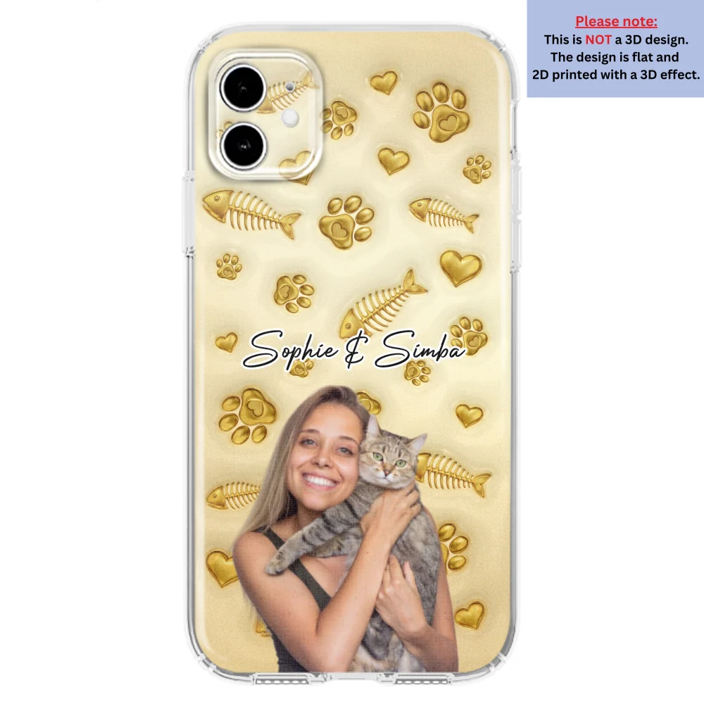 Gold Glitter Cat Mom Photo - Personalized Custom 3D Effect Phone Case - Image 8